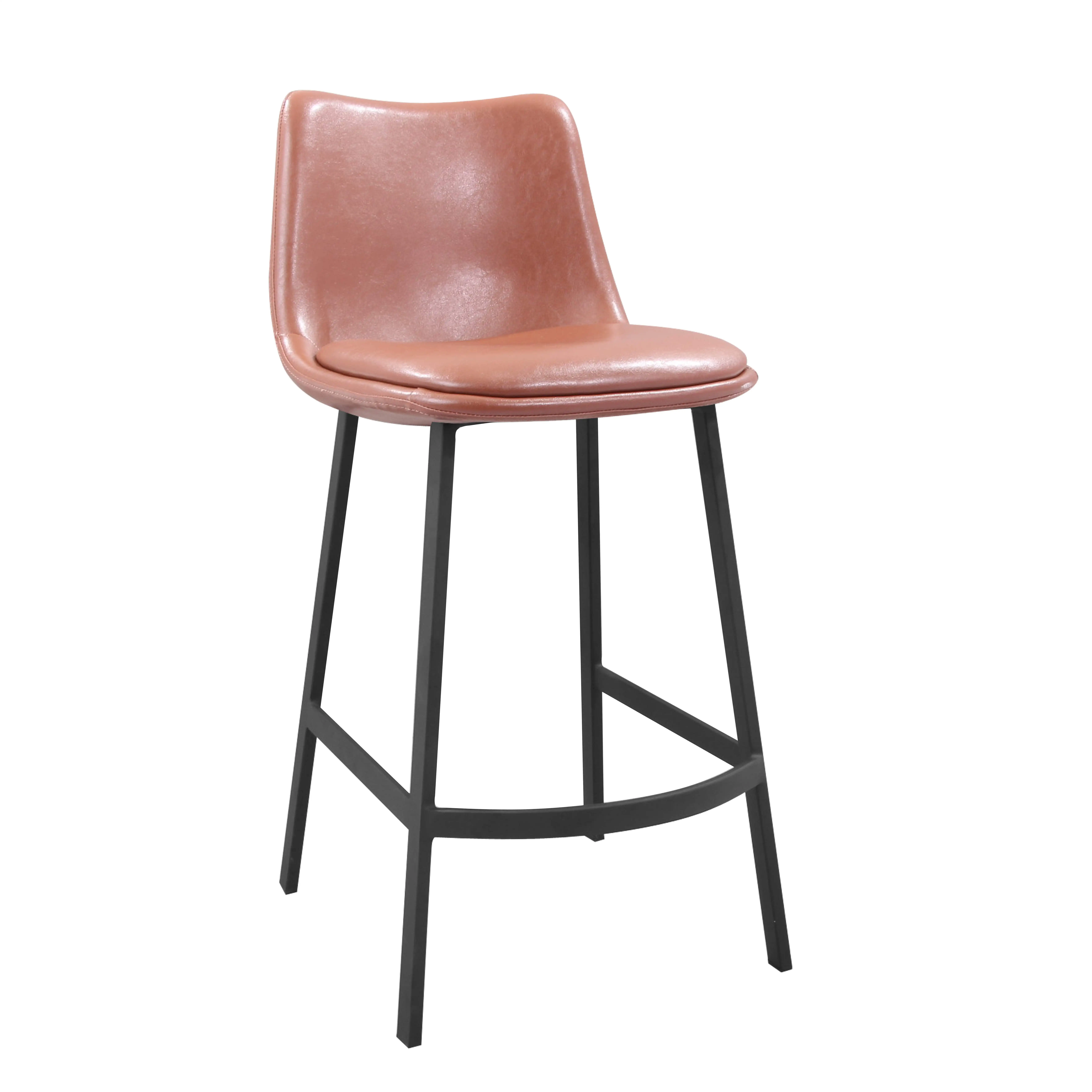 Роскошный кожаный высокий кухонный металлический барный стул