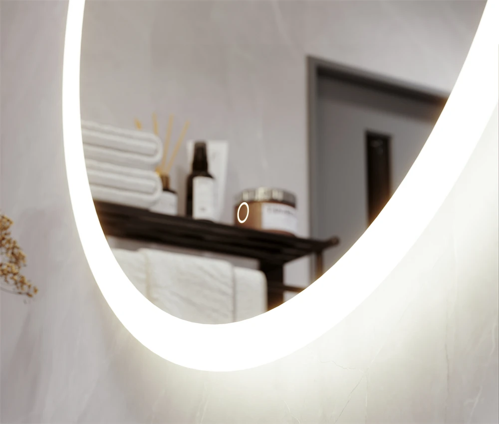 Anti fog smart led bathroom mirror round decor wall mirror with led light makeup mirror