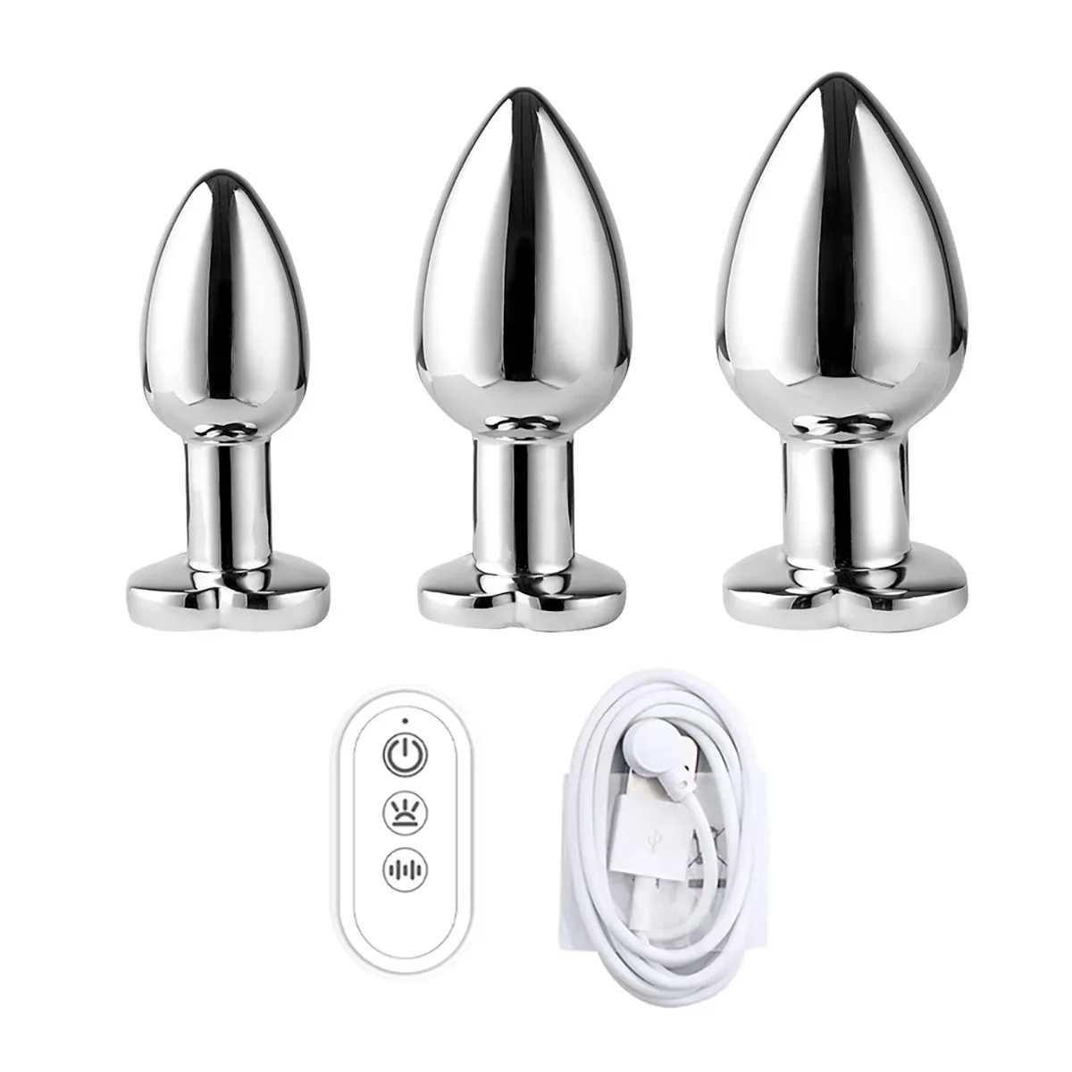 Heart shaped metal Butt Plug Vibrator Anal Plug Vibrator Mobile Wireless Remote Control