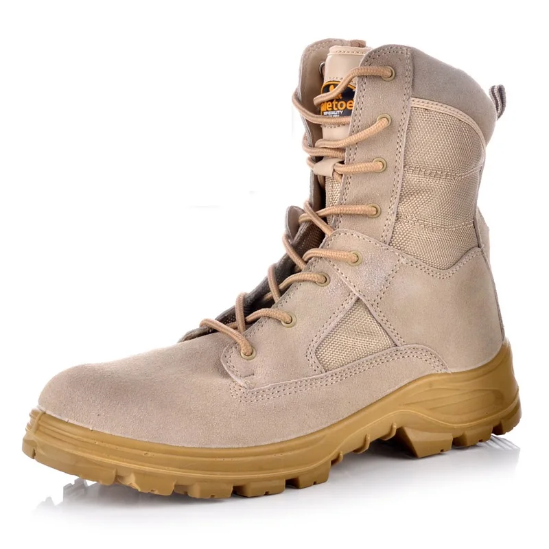 
Sandy Color Leather Tactical Men Military Shoes Boots, American Style Desert Combat Army Boots for Army, Police, Jungle etc 