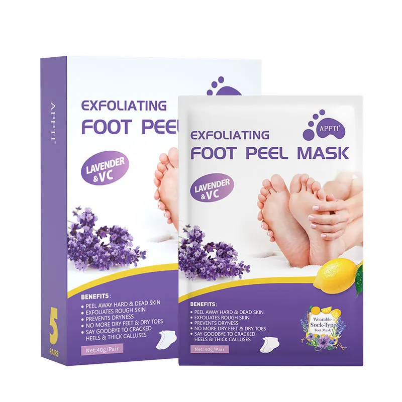 Lavender Skin Care Exfoliating Repairing Peel Foot Sheet Moisturizing Socks Baby Peels Mask Exfoliating Foot Peeling Foot Mask