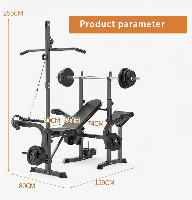 Gym Equipment Foldable Multi Press Station Adjustable Multifunctional Weight Lifting Benches