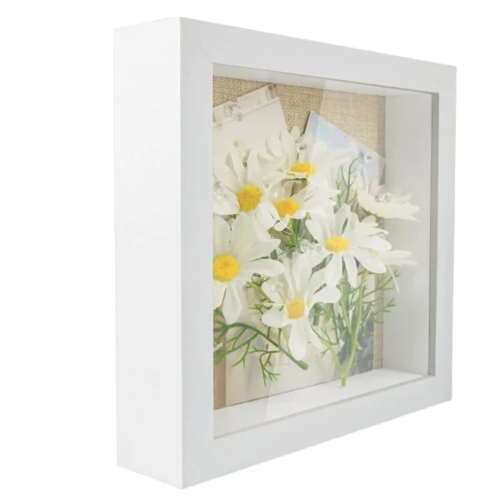 8x8 Shadow Box Frame Wood Display Case with Linen Back and 6 Stick Pins,1.5 inches Interior Depth