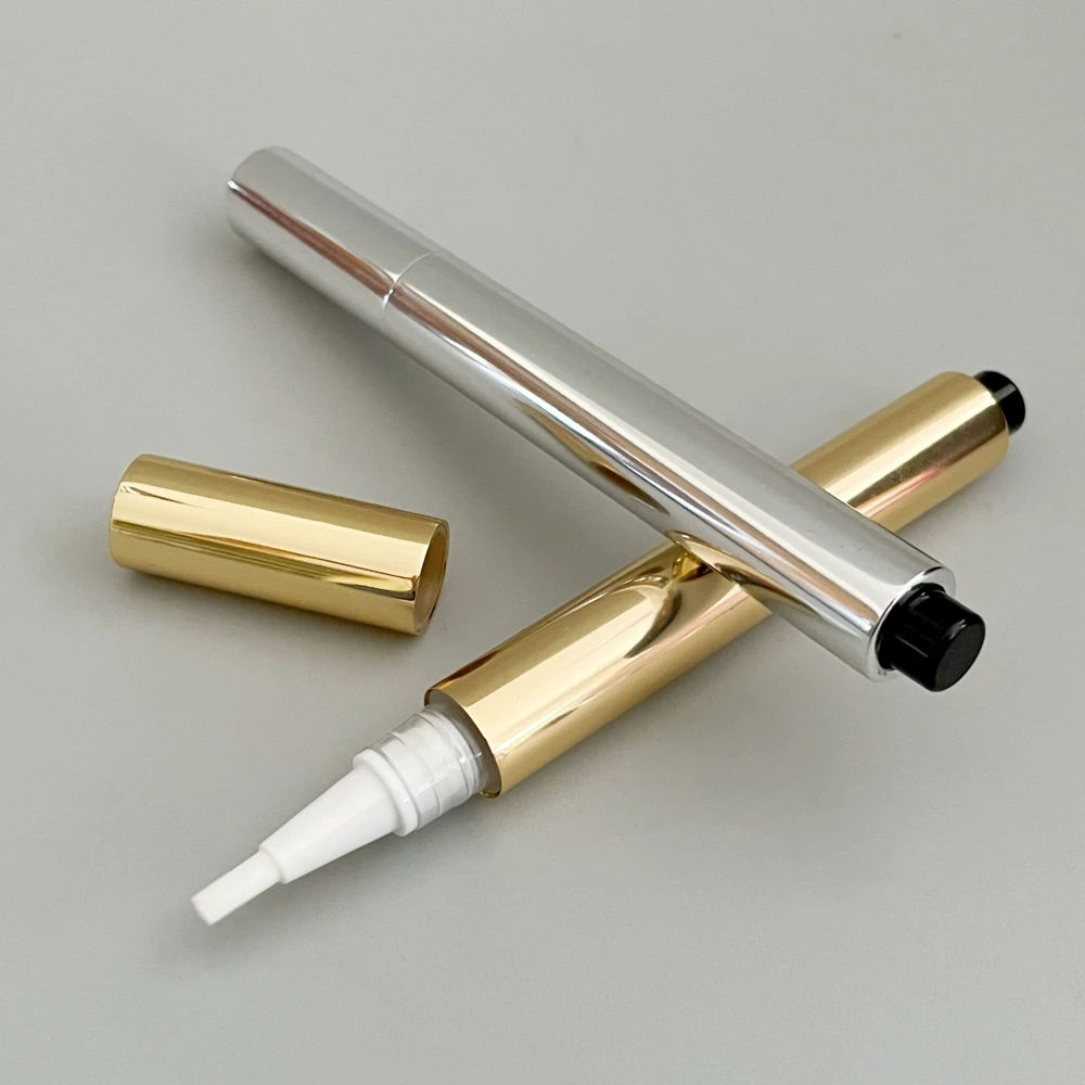 In stock 3ml Aluminum Cosmetic Empty Click Container Tubes Cuticle Nutrition Oil Click pen with Brush for Teeth Whitening