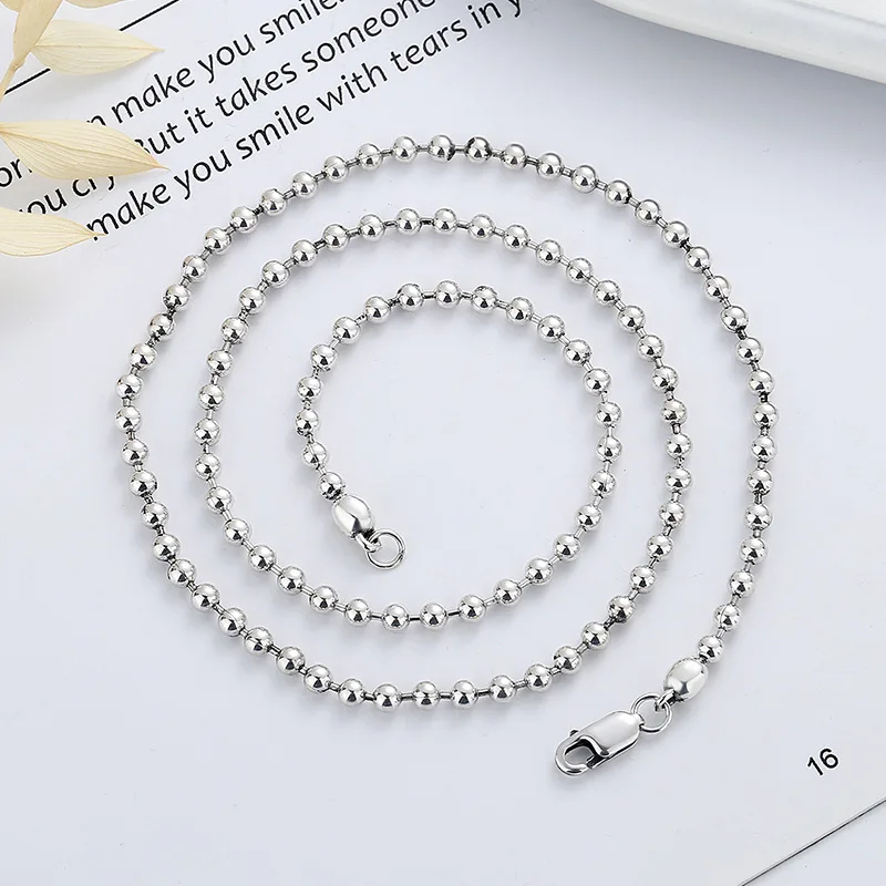 Fashion Jewelry Light luxury S925 sterling silver jewelry vintage beads chain ball chain DIY free to match single necklace