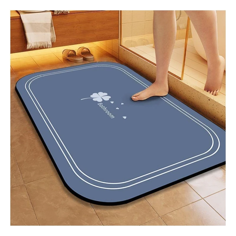 Solid Anti-Slip Diatomite Bath Mat Bathroom Water Absorbent Rug Set Kitchen Carpet Door Mats Shower
