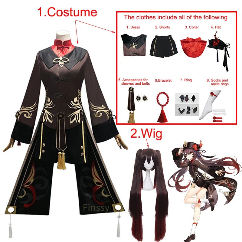 Game Genshin Impact HuTao Cosplay Costume Ancient Zombie Costume Halloween Carnival Loli Clothes Including Socks Hat Jewelry