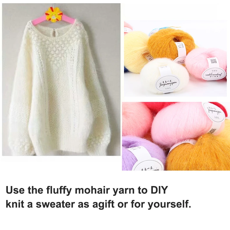 Various Color Soft Natural Angola Mohair Wool Knit Fluffy Acrylic Blended Yarn for Hand Knitting Cardigan Sweaters Scarf Coats