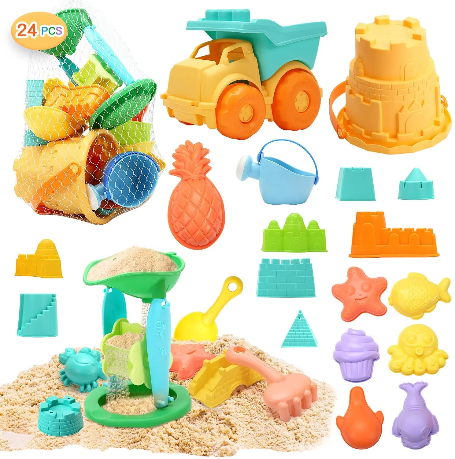 
Modeling Sand Sets 24 PCS Beach Clay Toys Sandbox Toys Outdoor Kit Sand Arts for Kids 
