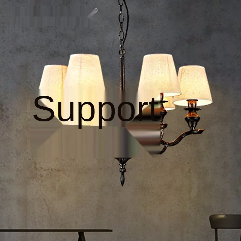 American retro living room dining room bedroom art lamps designer theme bar KTV box iron chandeliers