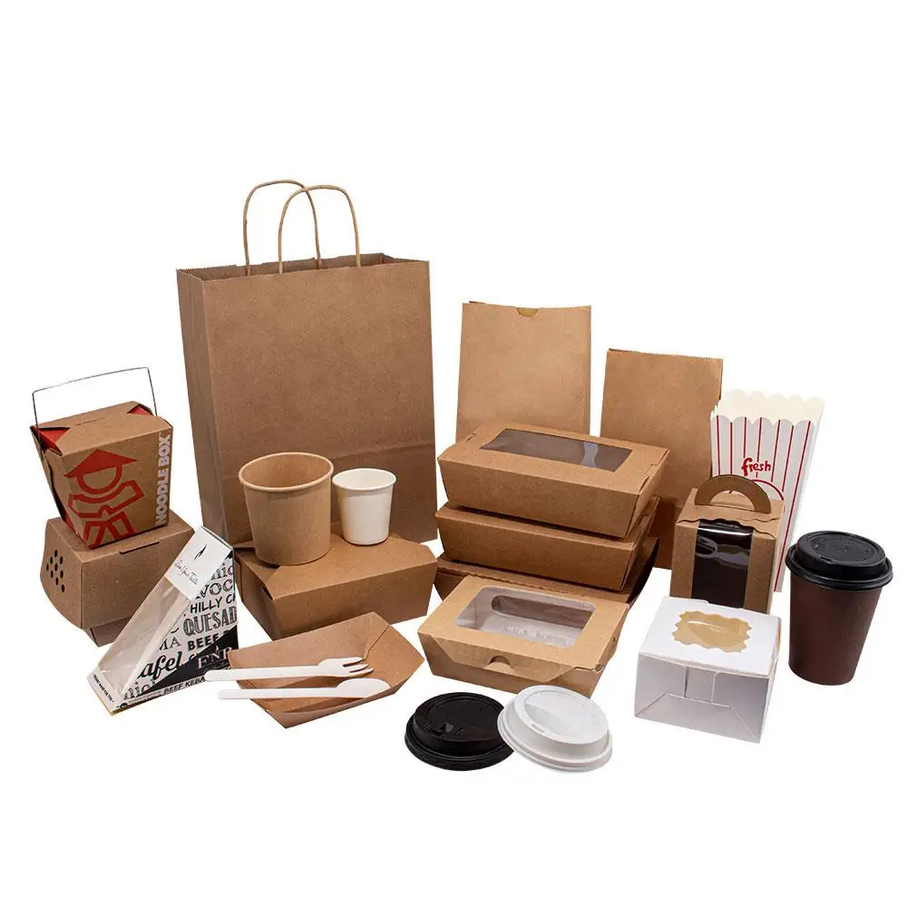 Custom food takeout delivery packaging korean disposable take away croissant lunch kraft paper sandwich box with window