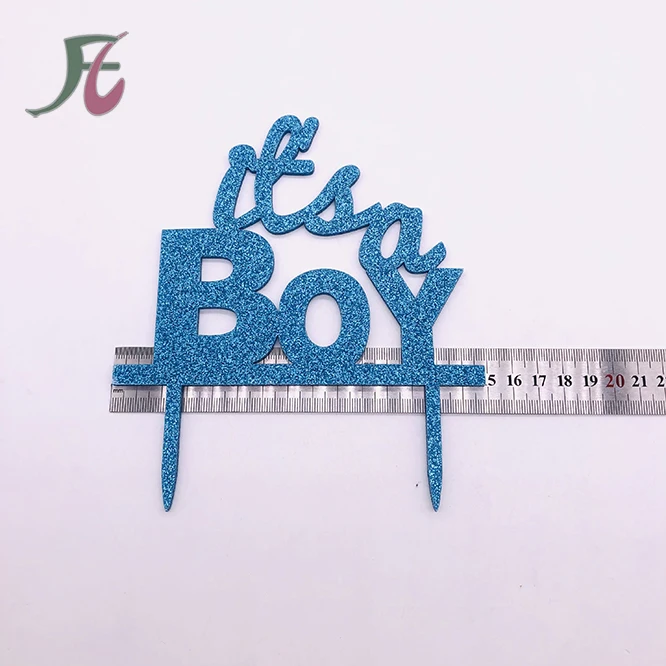 Голубой блестящий Топпер для торта, топпер для торта для мальчиков, акриловый Топпер для торта на день рождения