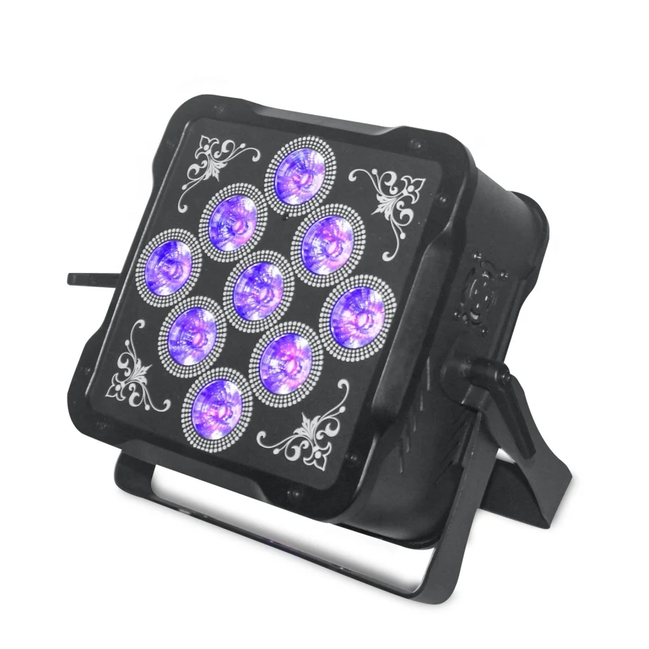 9x18 Вт dj светодиодные лампы flat par RGBAW + УФ 6 в 1 dmx беспроводной пульт дистанционного управления питанием от батареи uplights