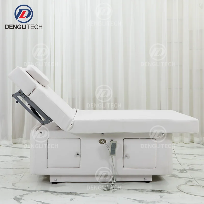 Thai Modern Pillow Latex Mattress Hydraulic Facial Bed Tattoo Chair Massage White Curved Thermal Salon Bed Beauty Massage Table
