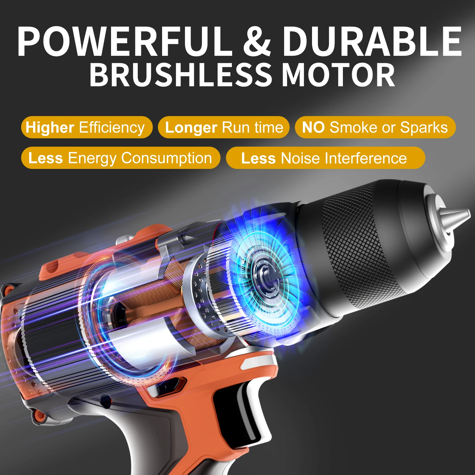KAFUWELL PA4501HB-W-2D-1 Customized Brushless Cordless Drill 20v Battery Hammer Screw Driving 13mm Power Drills 60nm