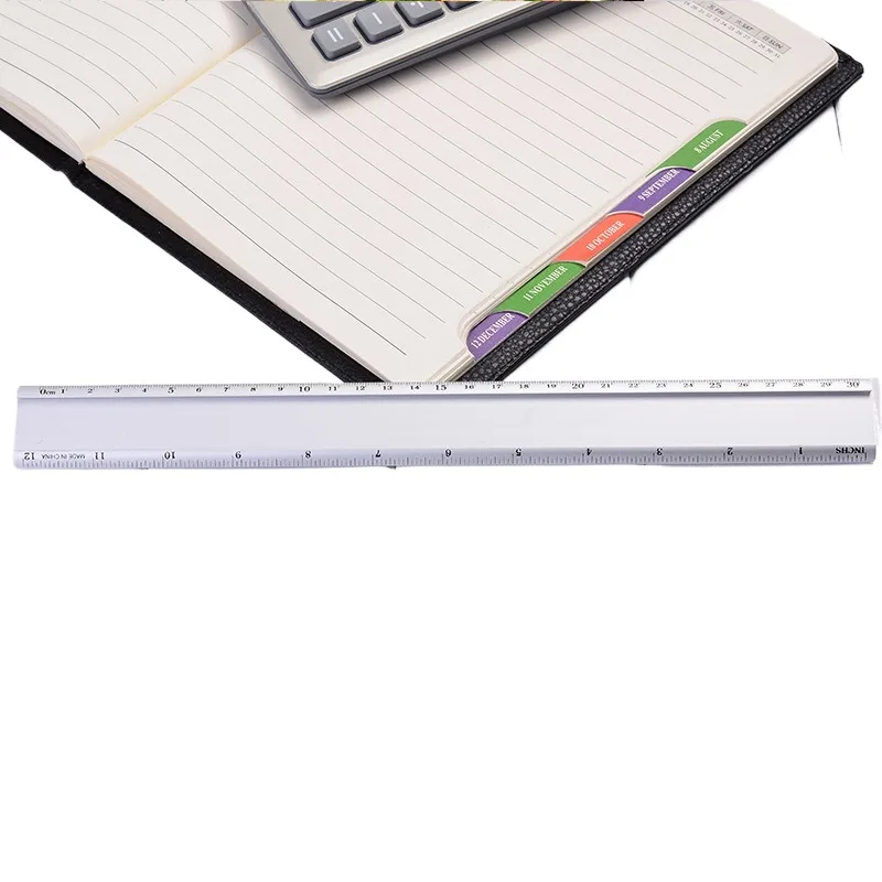 New stationery medium 30cm aluminum ruler series student measurement white double scale aluminum ruler