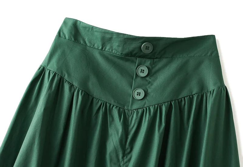 Summer new fastener decoration design waist A- line skirt high waist slimming casual loose skirt