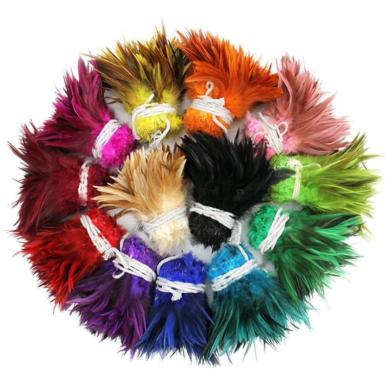 cheap 4-6 Inch dyed feather plumas black Rooster Saddles Feathers for crafts Draft Party Decoration