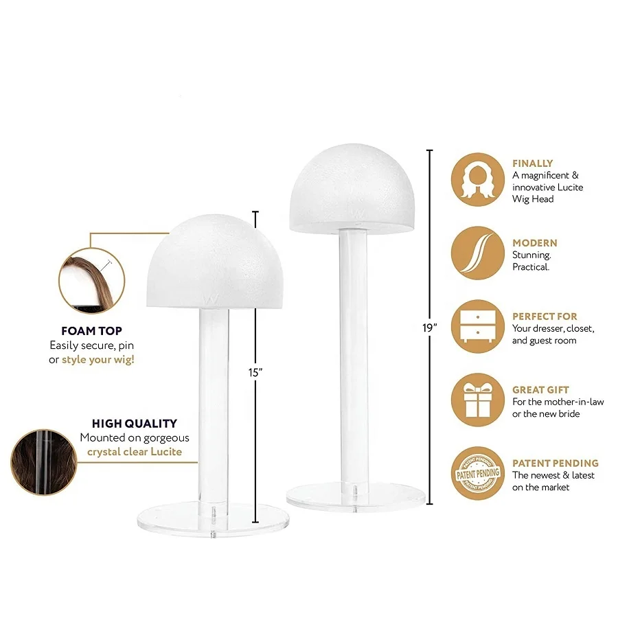 Judaica Lucite Wig Head on Desktop