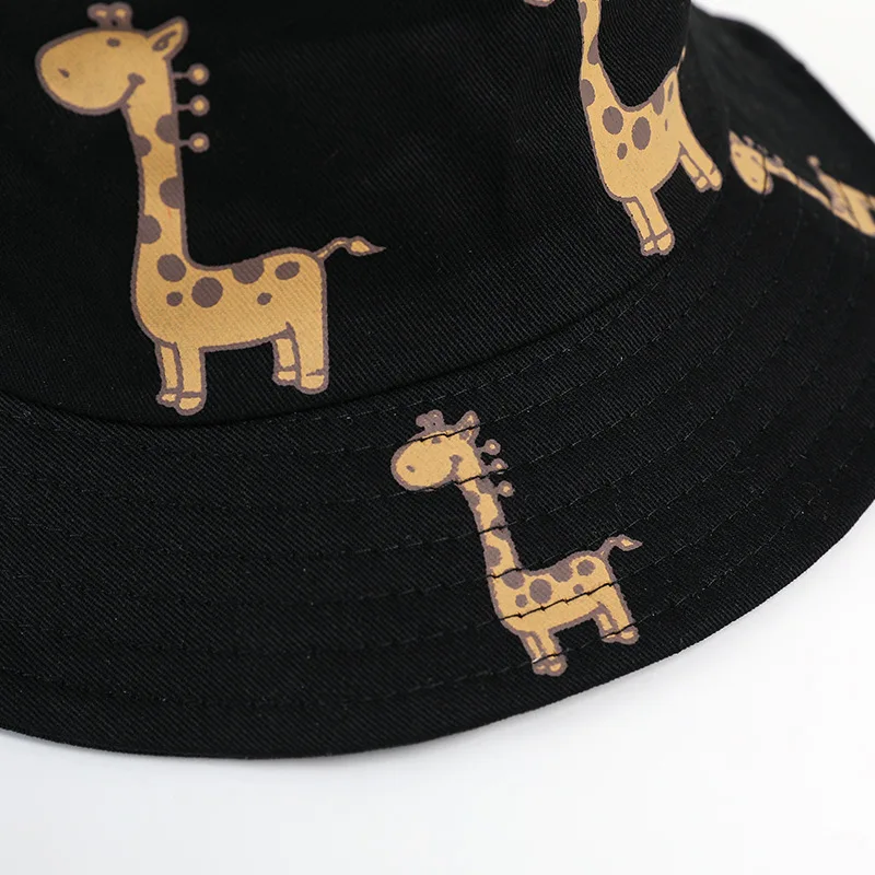 Wholesale spring summer women men new children cartoon fisherman pot hat printing giraffe deer casual bucket hat