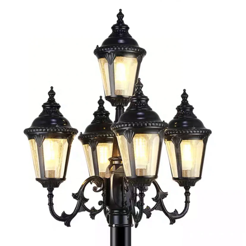 Factory customized retro design 2.5M 2M 3M LED garden light IP65 waterproof and rust proof garden landscape LED street light