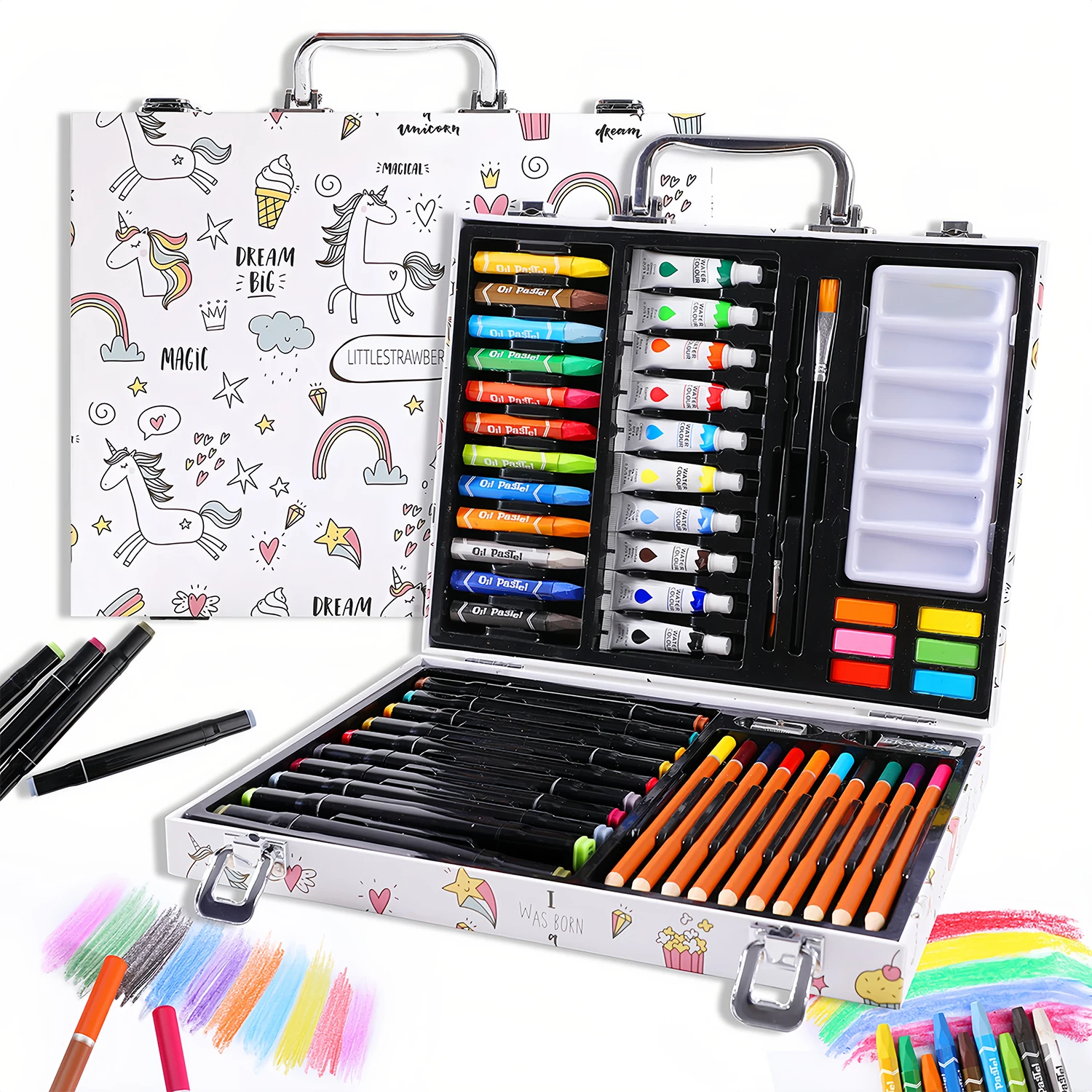 Wholesale High Quality 53pcs pieces colors drawing Art Set Kids Painting Gift gift box color art set supplies