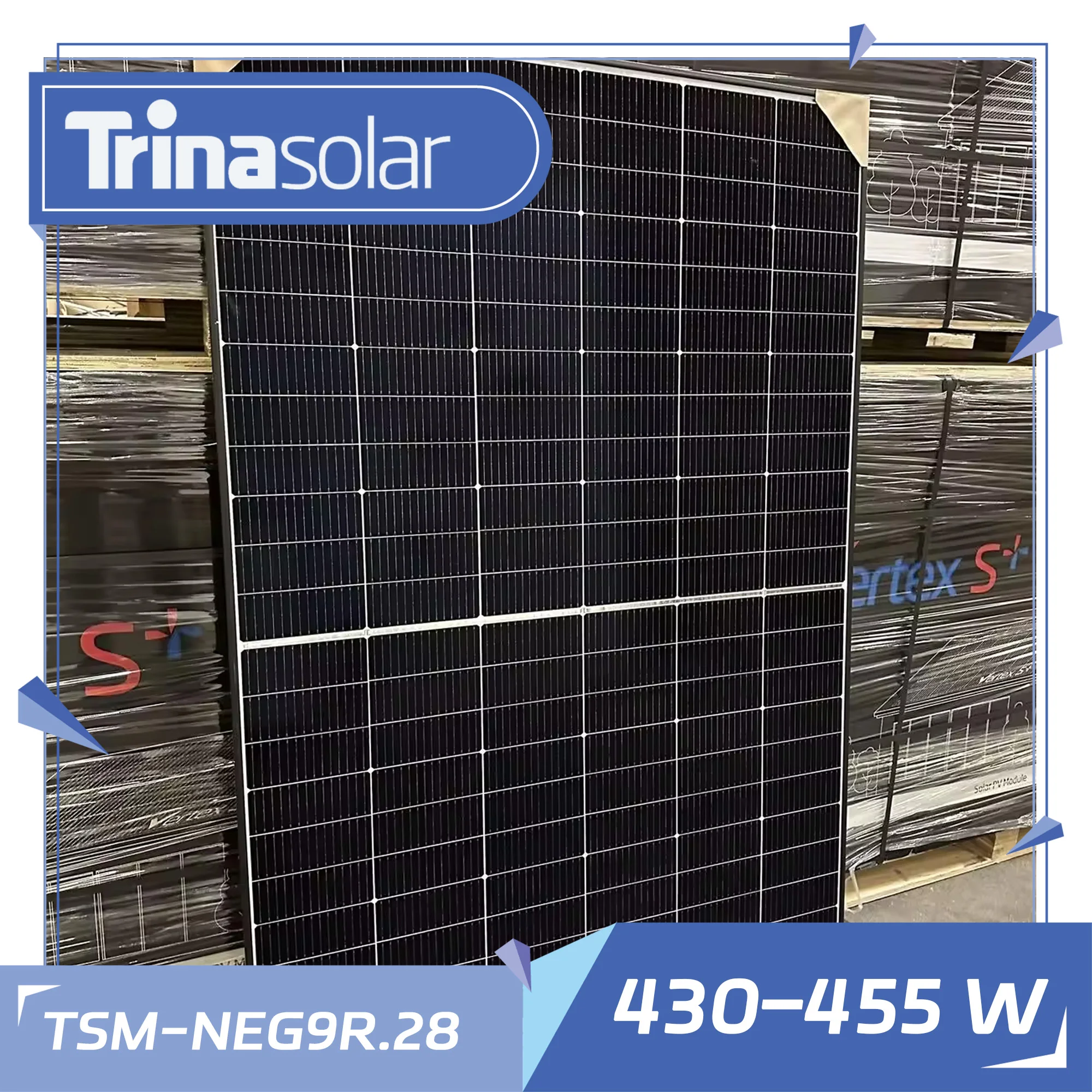Trina VertexS+ 435W solar panel TSM-NEG9R.28 DUAL GLASS N type i-TOPCon  MODULE with Can be packed and inspected at the factory