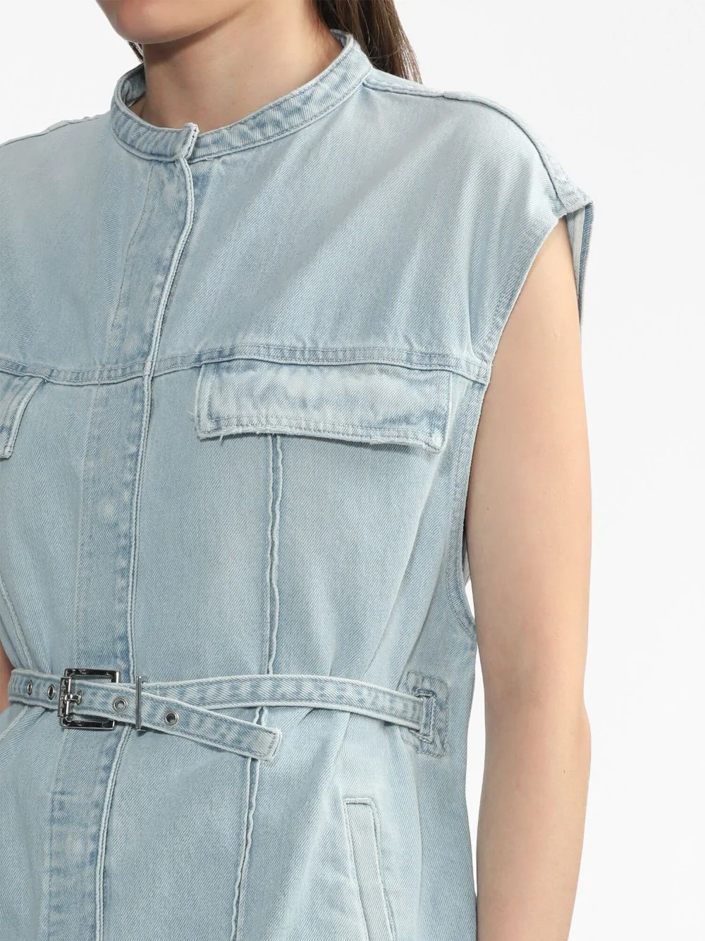 Fashionable Streetwear Sleeveless Waisted Jean Vest Casual Slim Fit Clothing Womens Waistcoat Denim Vest