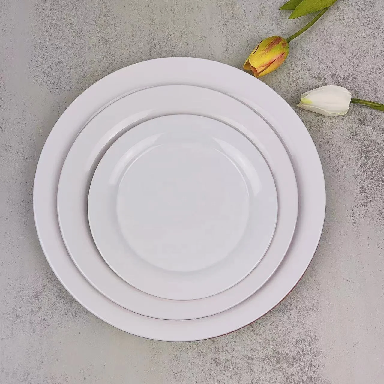 Wholesale  stackable restaurant melamine dinner   plates  two tone  with CE certificate