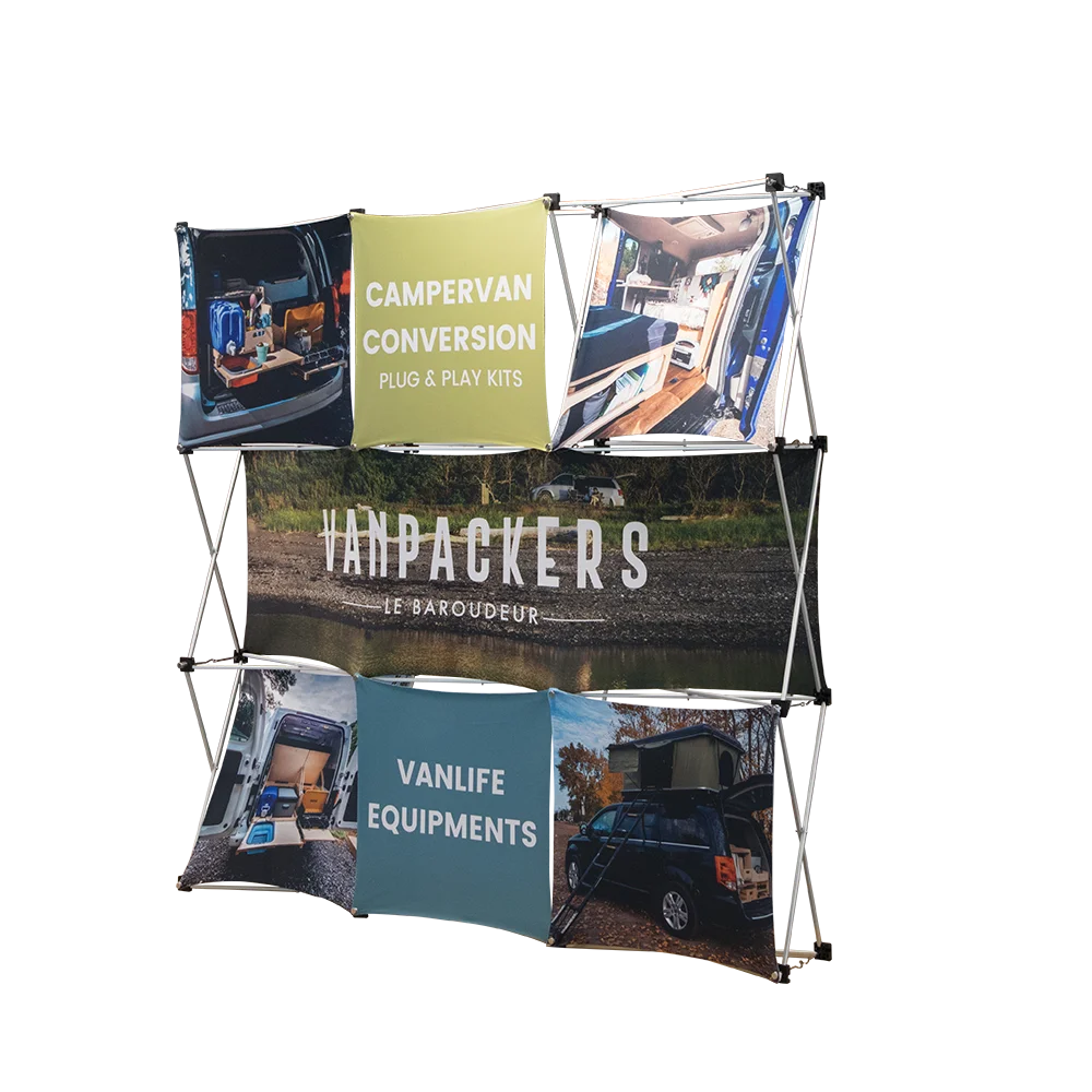 Tianyu Portable Aluminum Display Advertising Banner Tension Fabric Spring Stand Tradeshow Pop Up Display Stand