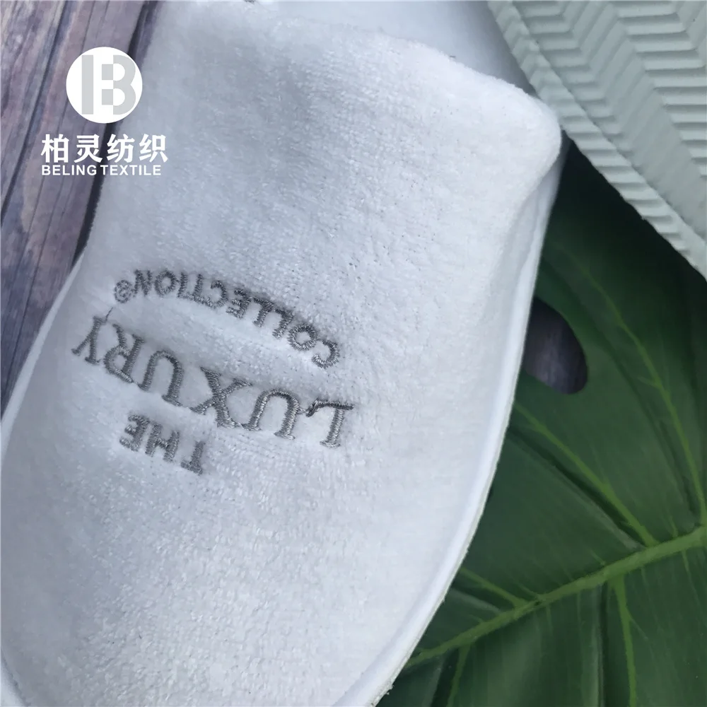 Best Quality polyester velour Disposable Hotel Spa white  Slipper Custom logo Anti-slip super soft Slippers