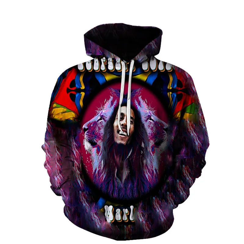 2022 New Arrivals Rasta Fashion Pullover Hoodie Manufacturers Custom Unisex 3D Bob Hoodies