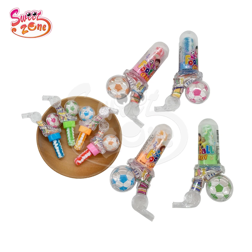 Wholesale oem plastic football whistle shape nipple hard candy with powder candy
