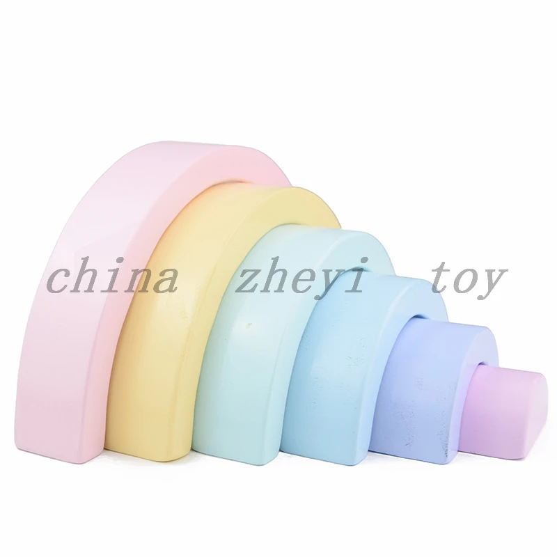 Factory direct sale kids toys wooden small Rainbow building blocks toys in china wholesale  education baby toys games parts