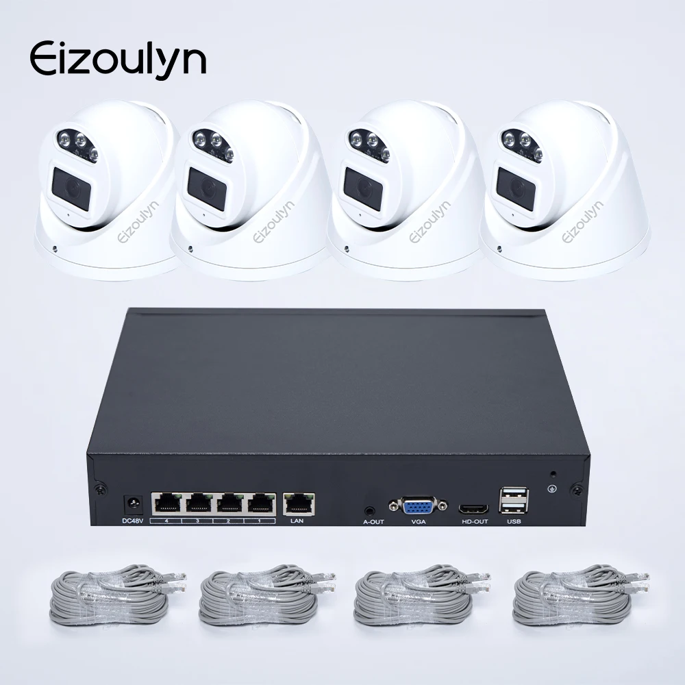 Eizoulyn Ultra HD 4K Nvr 8 channel Camera AI Home Camera CCTV IP Poe Surveillance Camera System 8Channel 8MP Poe Nvr Kit system