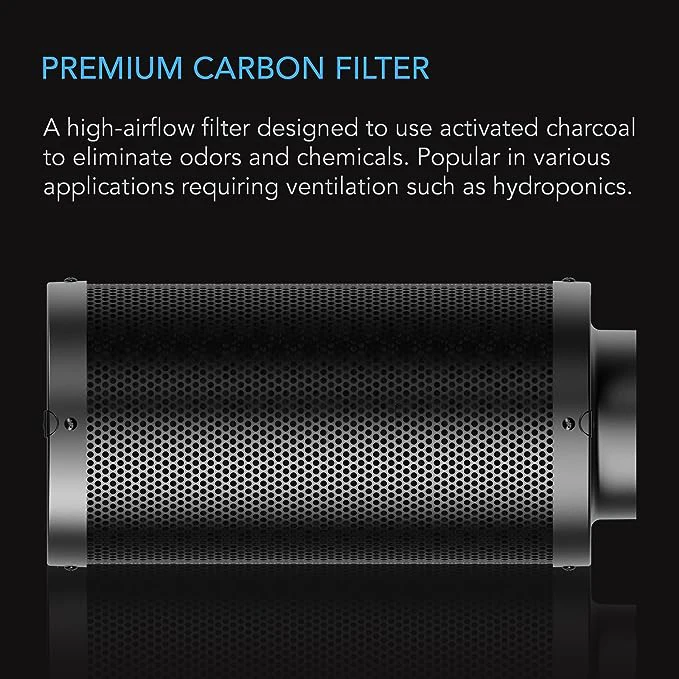 Top Australian Virgin Charcoal 4 Inch Air Carbon Filter Reversible Flange Pre filter 210 CFM Air Filtration for In-line Duct Fan