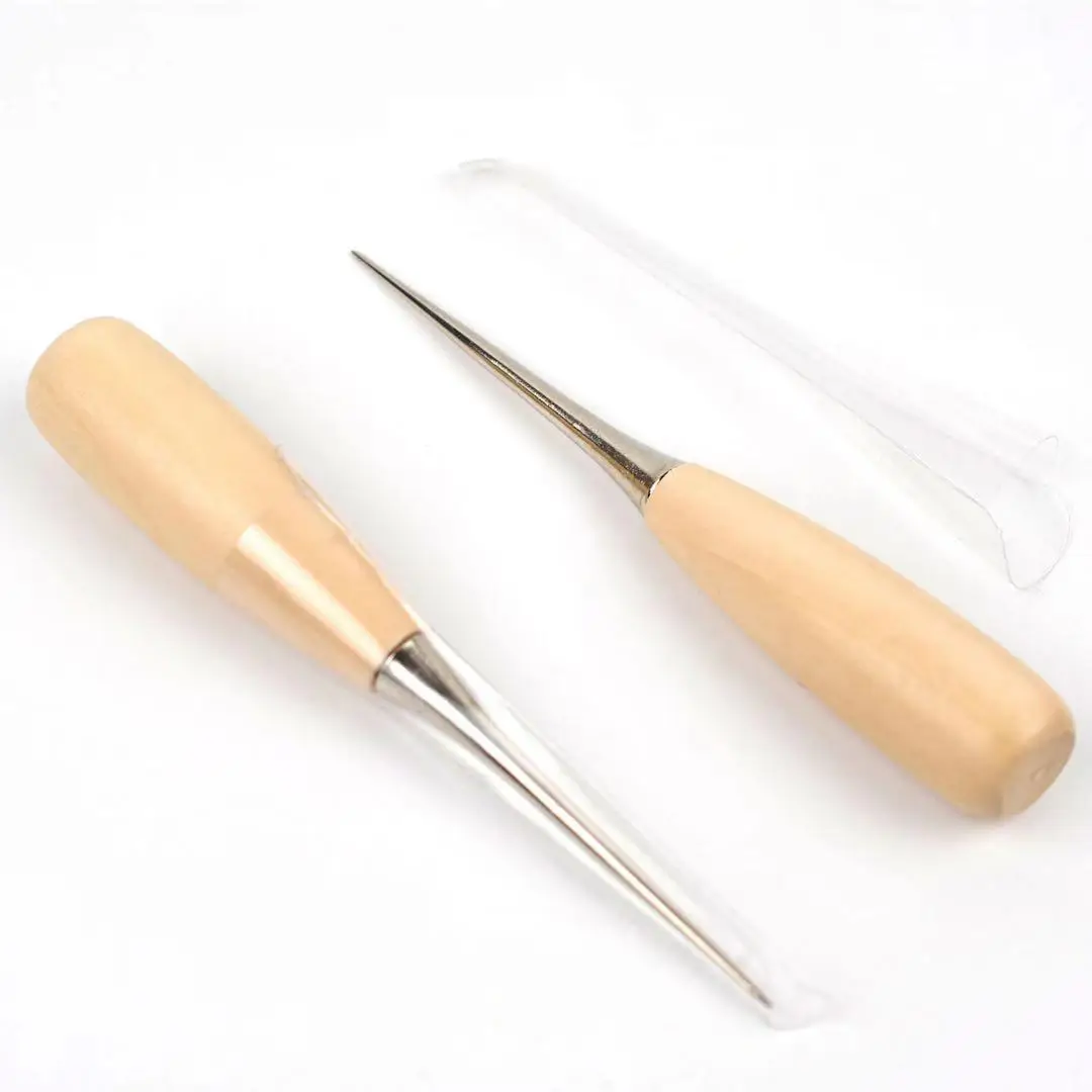 Wholesale DIY Grade Handmade Leather Tools with Wood Handle Convenient Awl for Leather Accessories