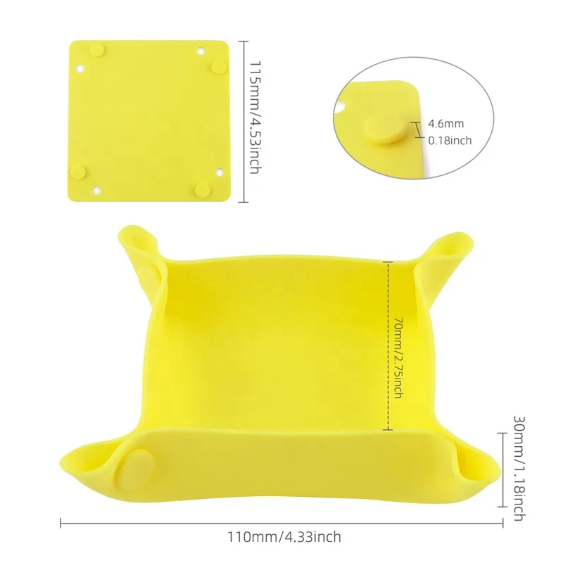 Silicone Foldable Board Game Bowl Dice Trays Portable Folding Tray Accessory for Tabletop Games like Dice