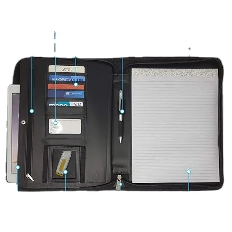 Resume Portfolio Folder - Interview/Legal Document Organizer & Business Card Holder - with Letter-Sized Writing Pad