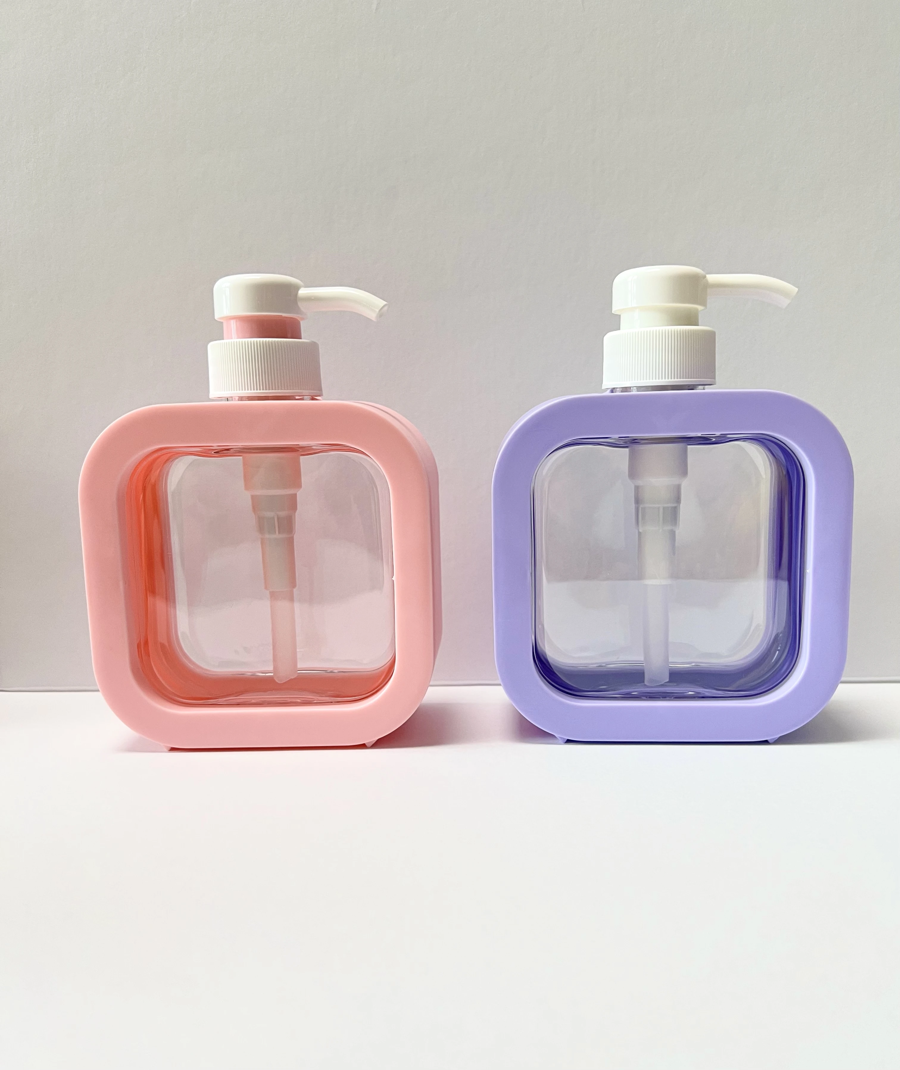 300ml luxury unique clear pink square plastic body lotion bottle with pump 500ml