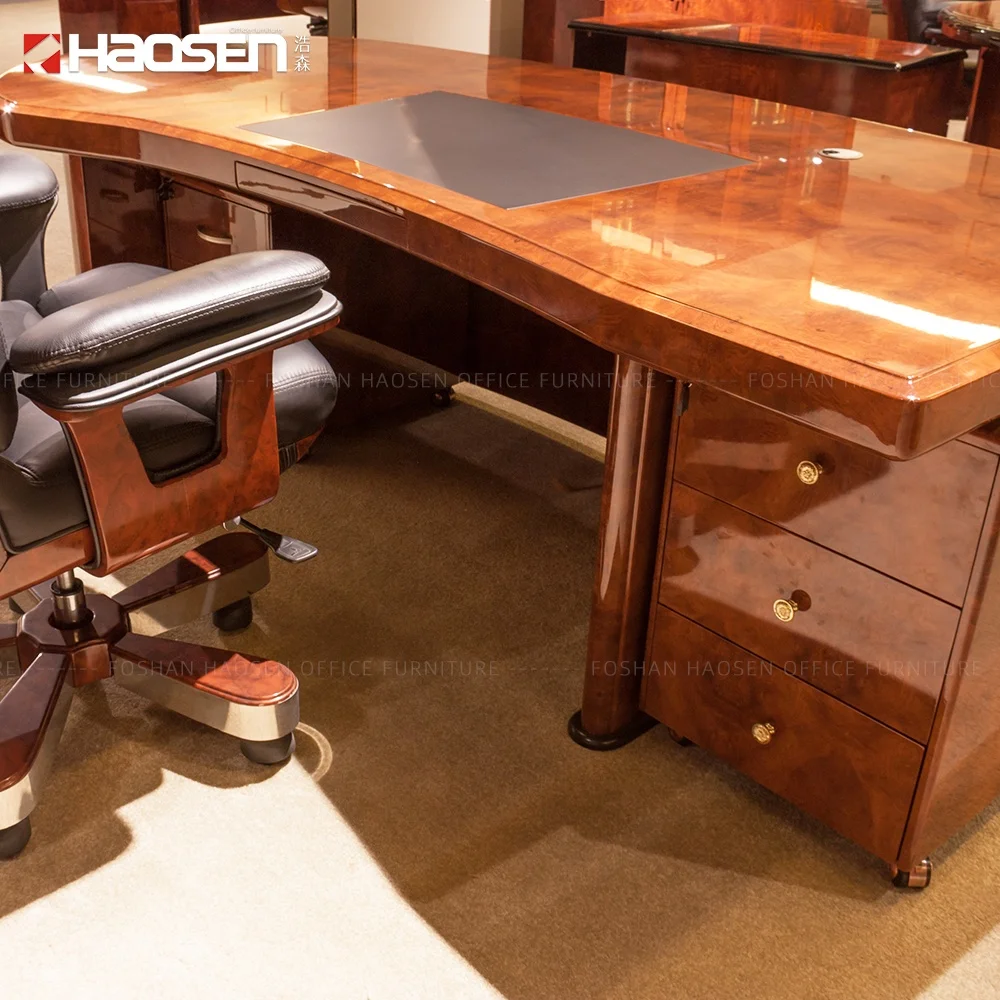 Good quality Business director Working executive office table curved desk and chairs manufacturer