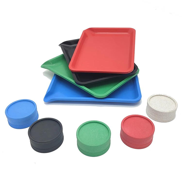 New Portable Eco-Friendly Biodegradable Rolling Tray Set With Tobacco Grinder Custom Logo Smoking Tray Wholesale