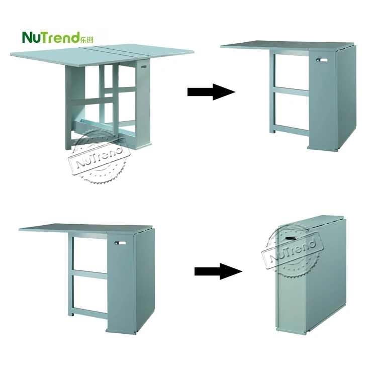 Cheap Nordic Space Saving Compact Apartment Modern Wooden Small Folding Rectangular Dining Room Table Extendable Kitchen Table