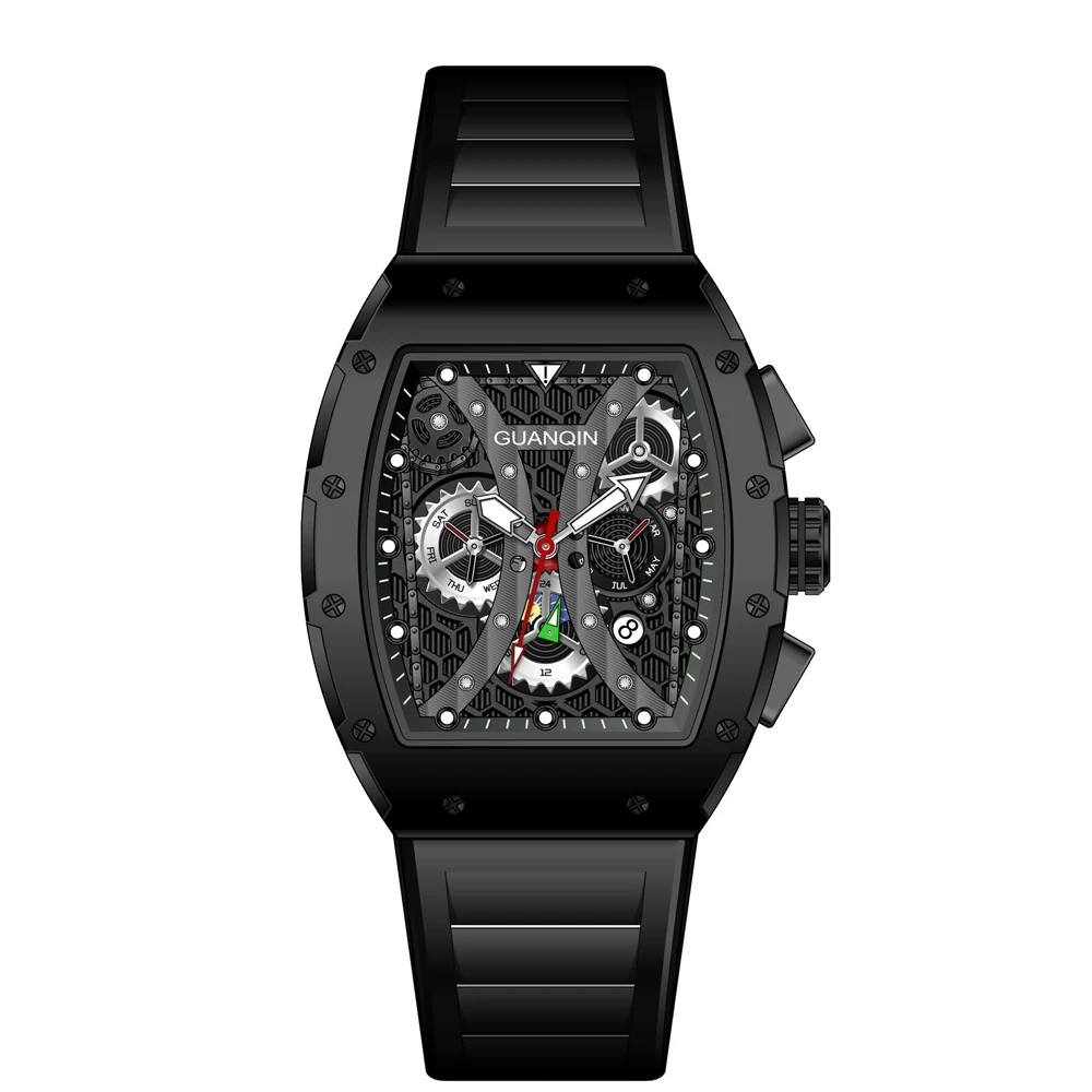 GUANQIN GJ16198 Роскошные Мужские кварцевые наручные часы из нержавеющей стали movt с пользовательским логотипом сапфировые