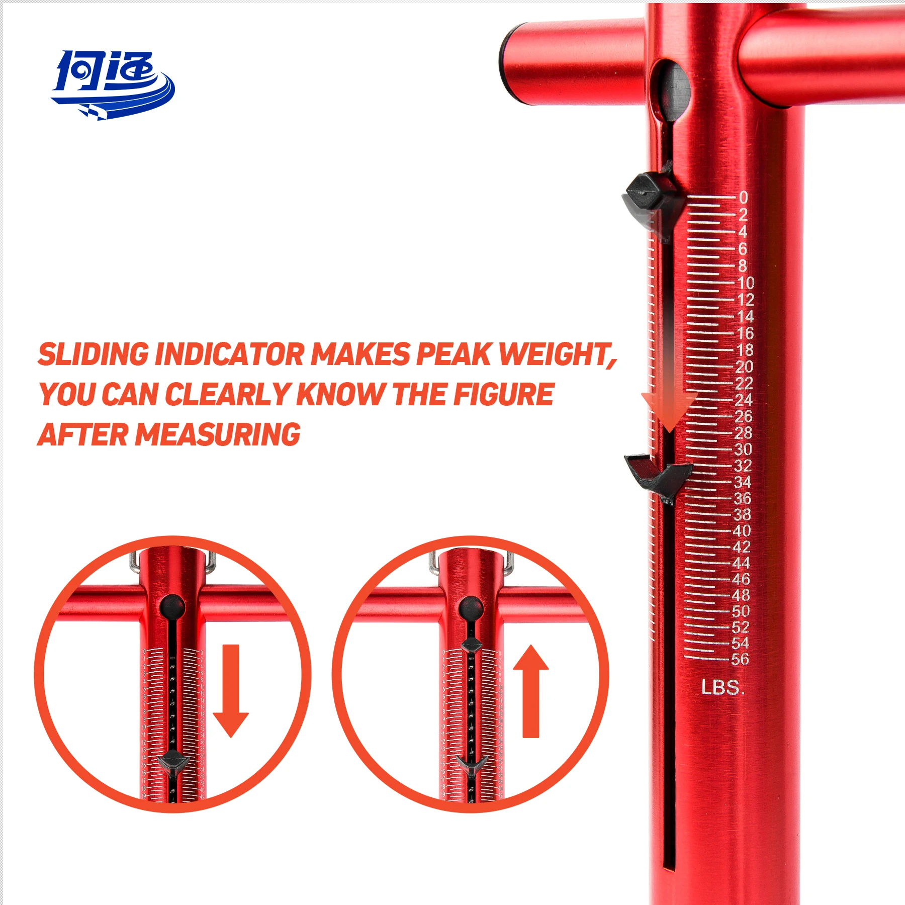 Portable Max to 50lb/25lb Non-Slip Grip 10.2 in T-Shaped Handlr Aluminum Fish Weight Spring Scale Digital Hanging Scale