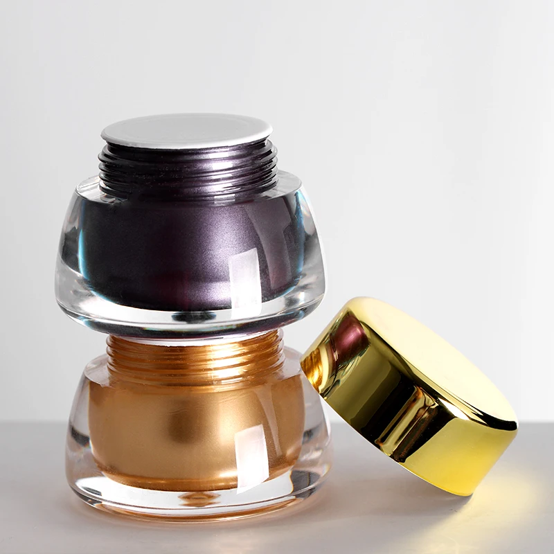 8g round nail gel gold opaque screw cap lid pink strong plastic jars for packaging