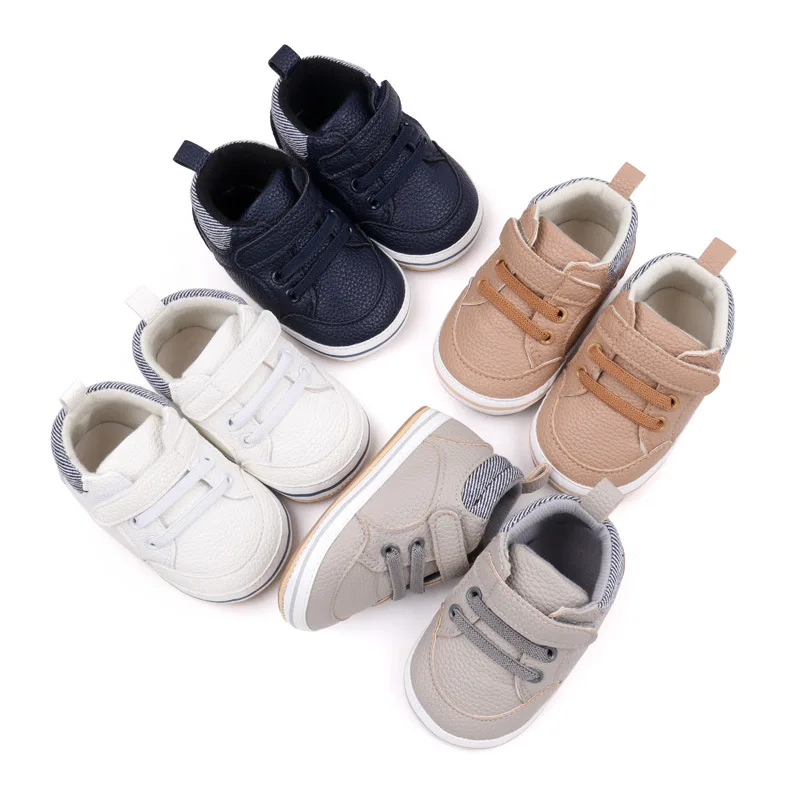 Baby Prewalker Shoes Toddler Walking Infant Boys Crab Soft Sole Shoes Casual Walking Shoes Pu Leather Breathable Sneakers