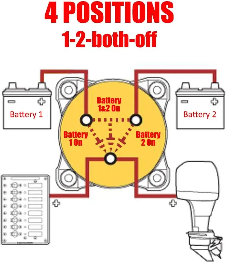1-2-Both-Off Battery Disconnect Switch, 12-48 V Battery Master Cut Shut Off Isolator Switch