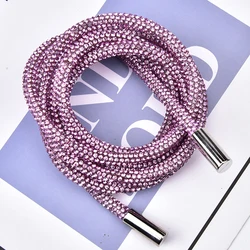 Crystal Rhinestone Rope Trim Hoodies Sports Pants Drawstring Strap Cord with Metal End for Dress Belt Garment Accessories