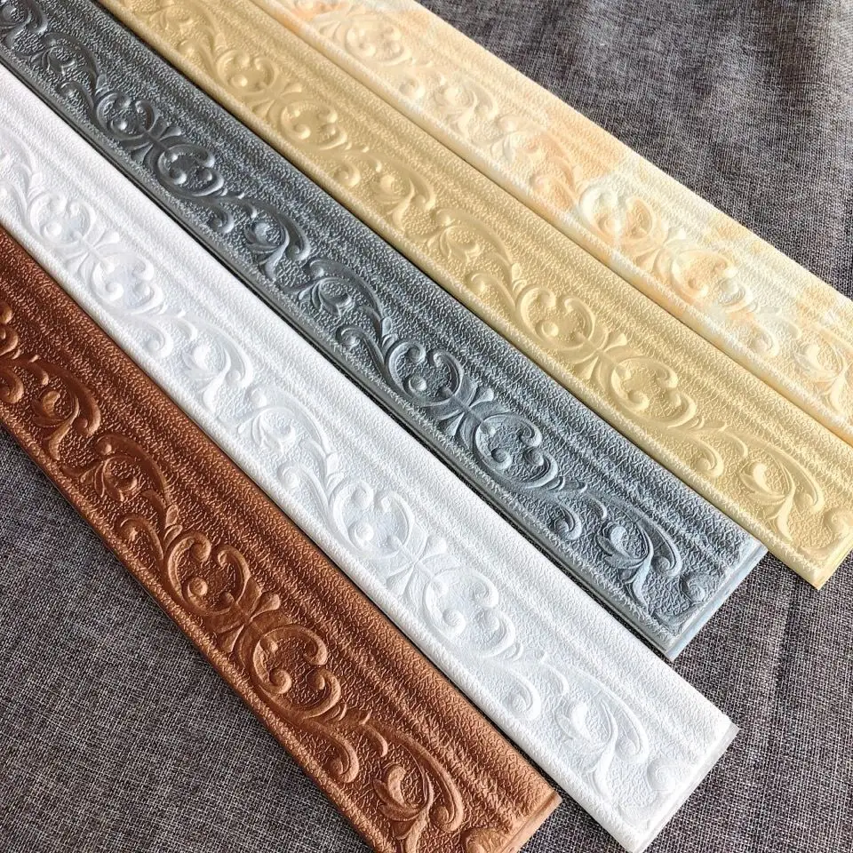 3D Self-adhesive XPE foam skirting line floor decoration waist line for wall stickers easy to operate